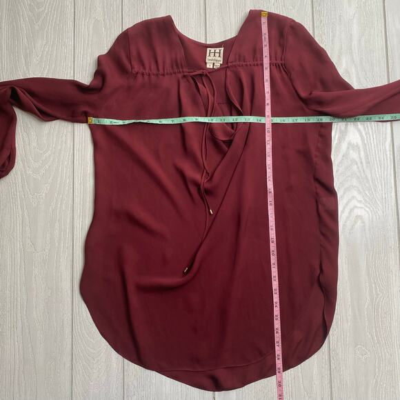 Haute Hippie Women's Silk Burgundy Red Draped Front Blouse Size Small - Picture 5 of 12